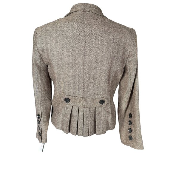 Alara herringbone long sleeve collared button down wool blazer jacket size 4 - Picture 4 of 10